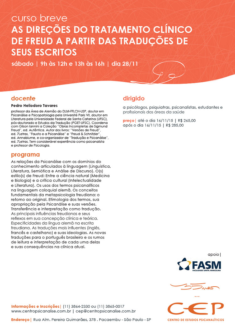 As direções do tratamento clínico de Freud a partir das traduções de seus escritos