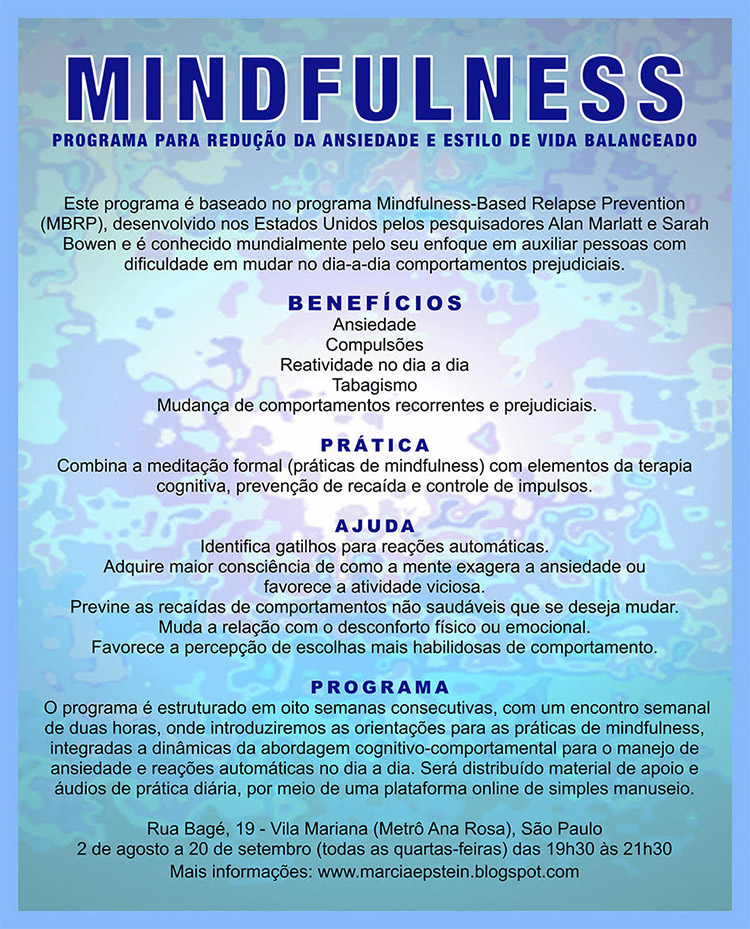 MINDFULNESS - Programa para redução da ansiedade e estilo de vida balanceado.
