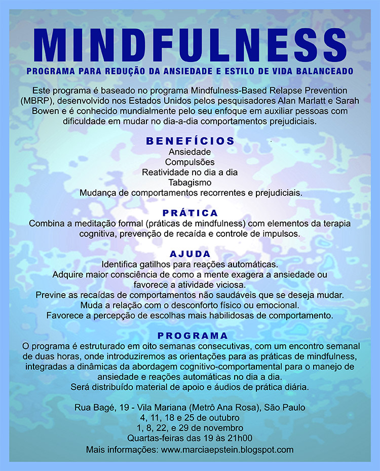 MINDFULNESS - Programa para redução da ansiedade e estilo de vida balanceado.