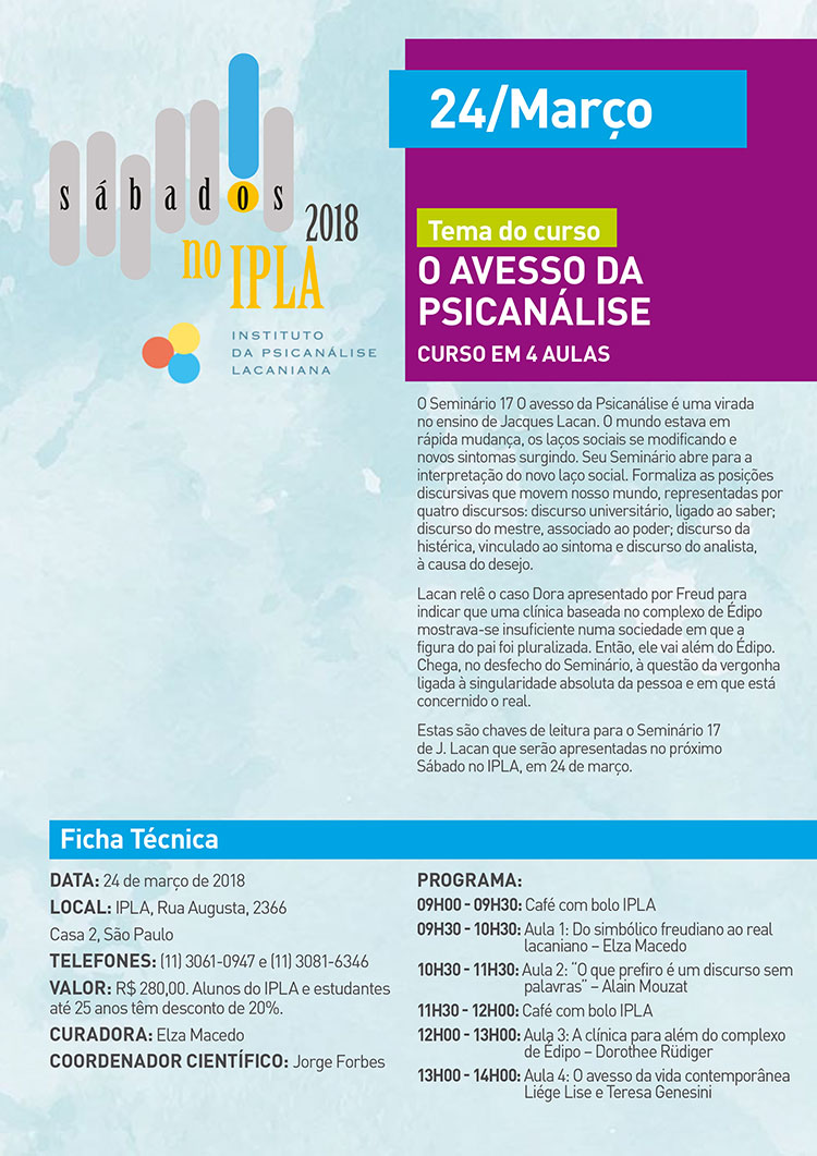 Por que Jacques Lacan? – Sábados no IPLA 24 fevereiro