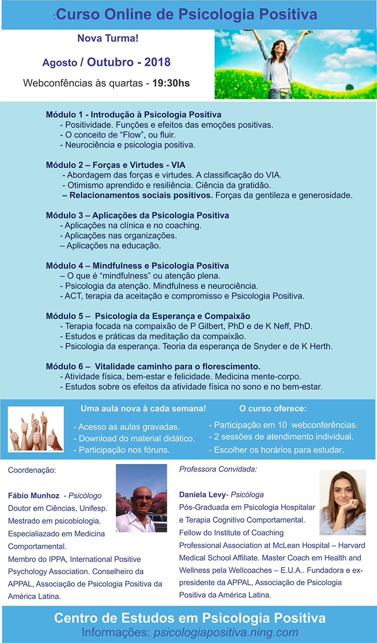 Curso de Psicologia Positiva - Online
